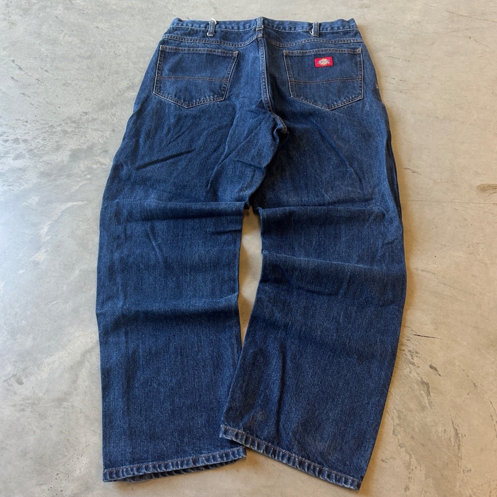 Dickies Mens Loose Fit Straight Leg Denim Jeans Dark Wash 34x30 Blue Workwear